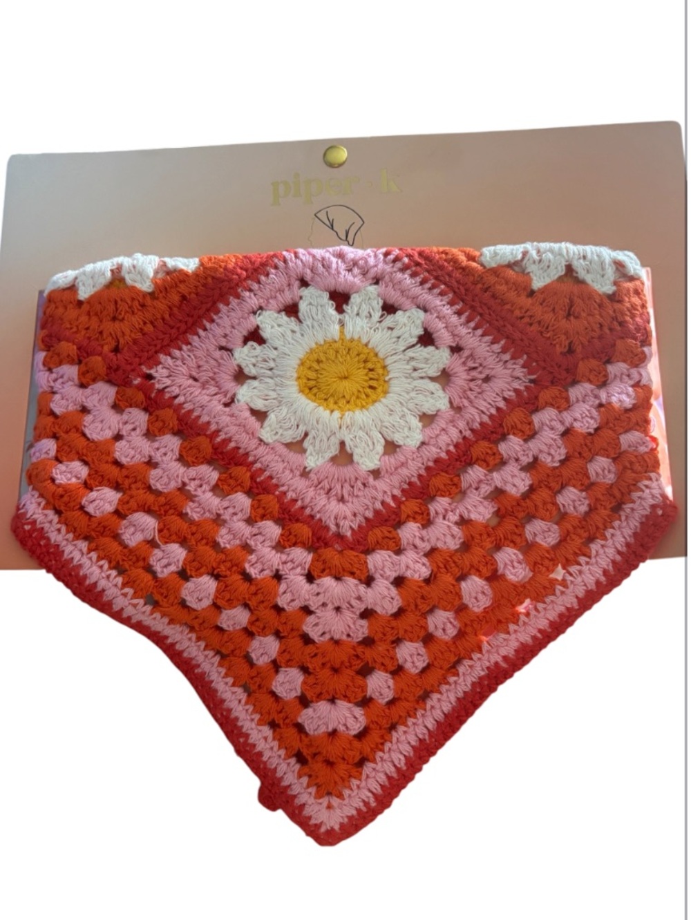 Piper K Crochet Daisy Head Scarf NWT